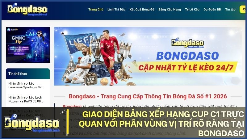 Các nhóm vị trí đi tiếp và vòng Play-off được phân màu rõ rệt trên Bongdaso
